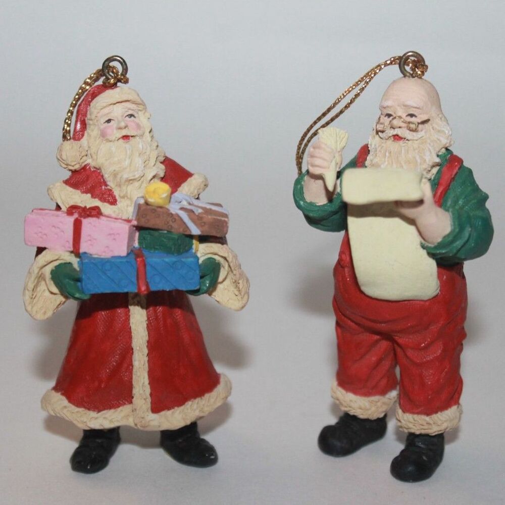 Vintage Papel Freelance Resin 3.5" Santa Ornaments Father Christmas Santa Clause